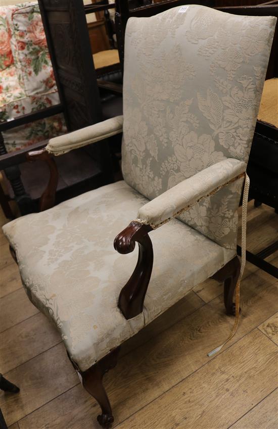 A George III mahogany Gainsborough chair